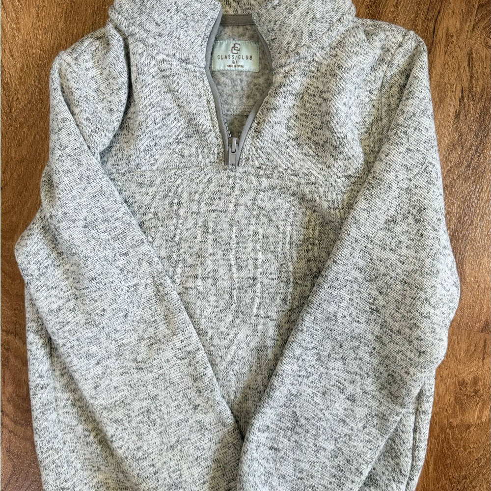 Class Club Boys Light Heather Gray Quarter-Zip Pullover Sweater